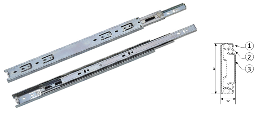 Full Extension Ball Bearing,Drawer Slider 40MM Width